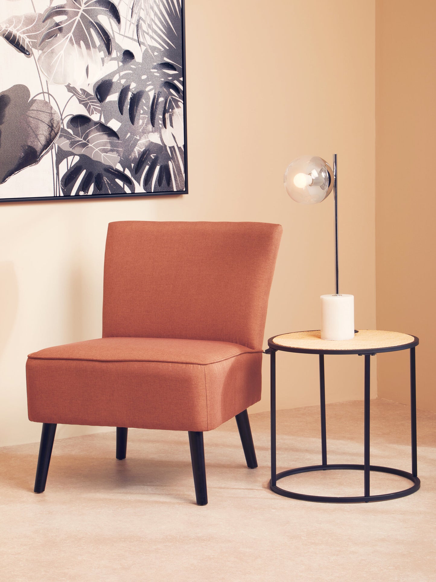 Indy Natural Rattan Industrial Round Side Table