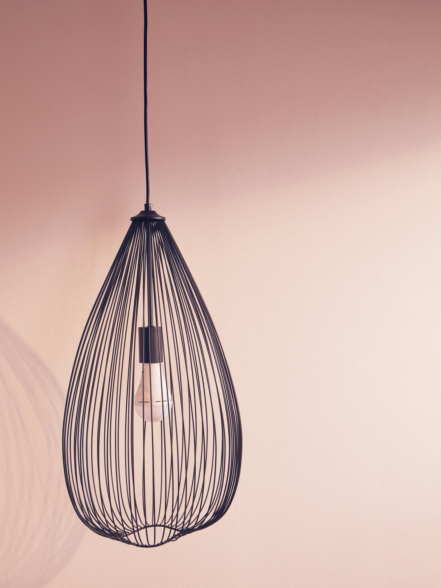 Industrial Black Metal Teardrop Pendant Light