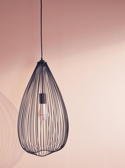 Industrial Black Metal Teardrop Pendant Light