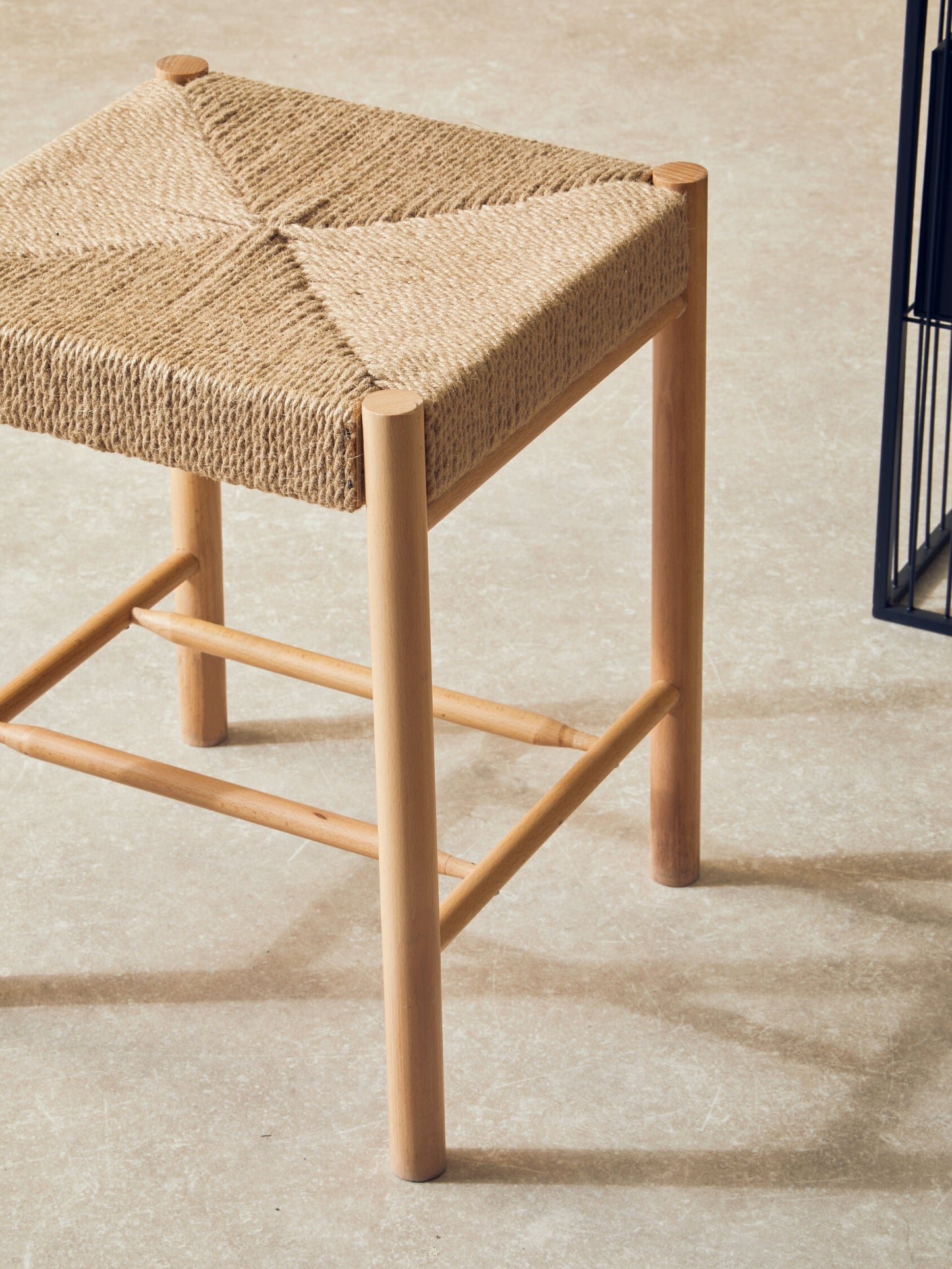 Bali Natural Rope Beechwood Boho Bar Stool