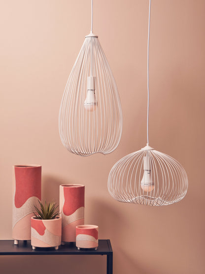 Industrial White Metal Teardrop Pendant Light