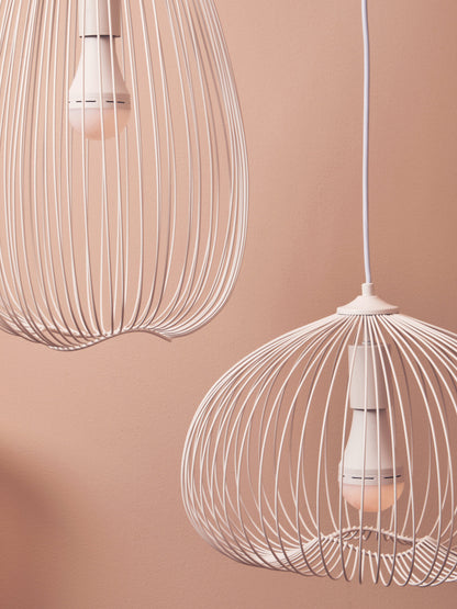 Industrial White Metal Teardrop Pendant Light