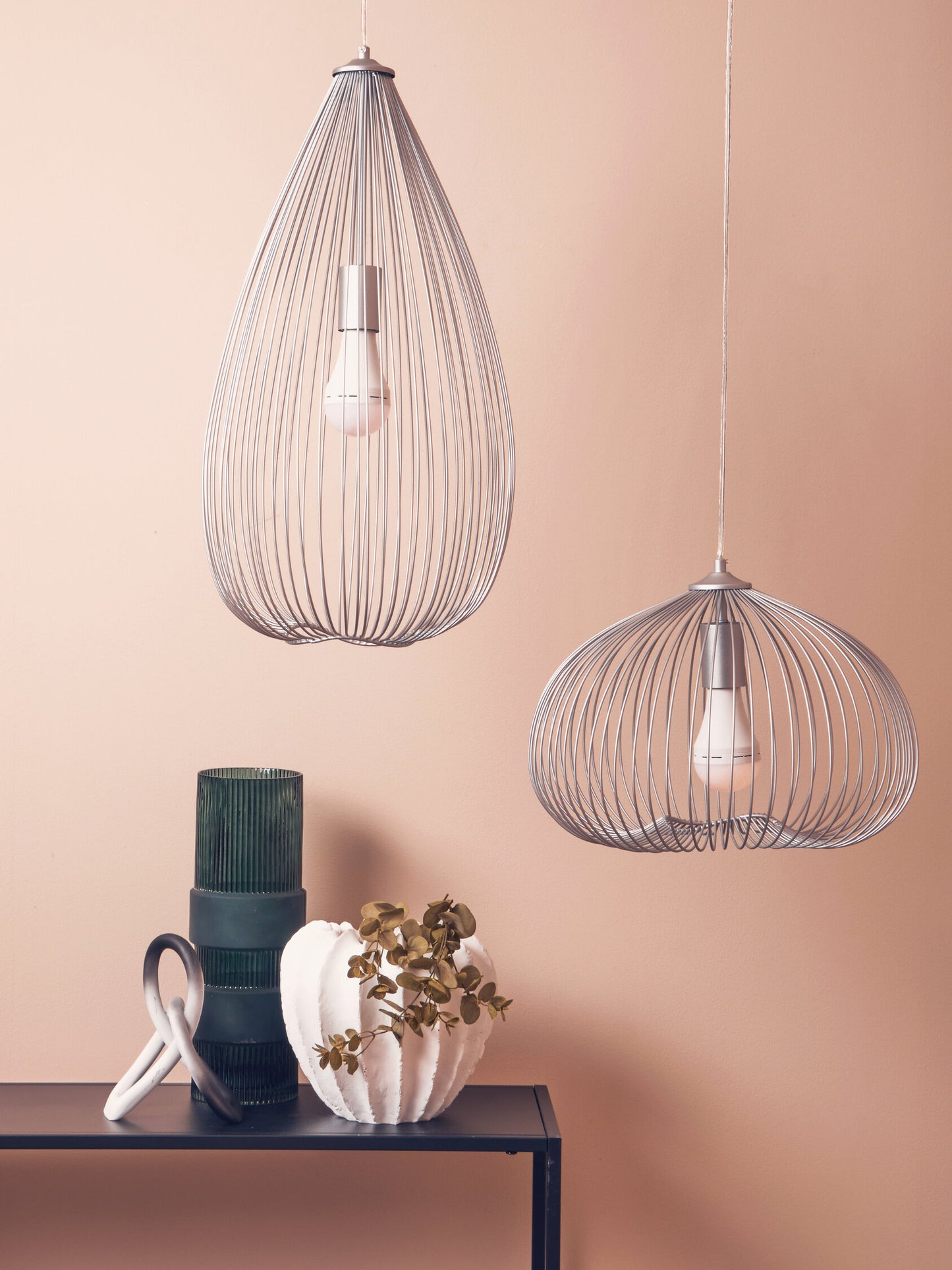 Industrial Silver Metal Teardrop Pendant Light
