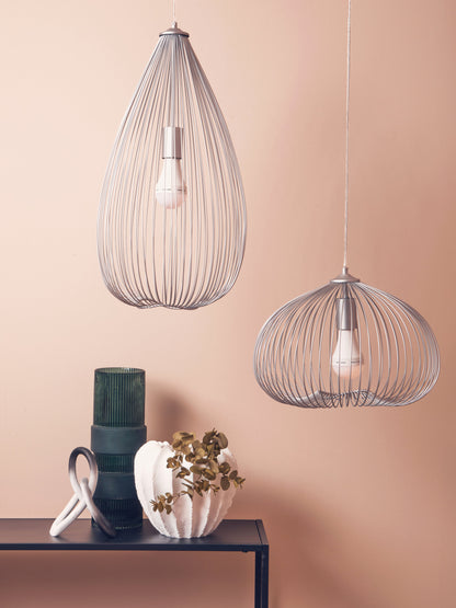 Industrial Silver Metal Teardrop Pendant Light