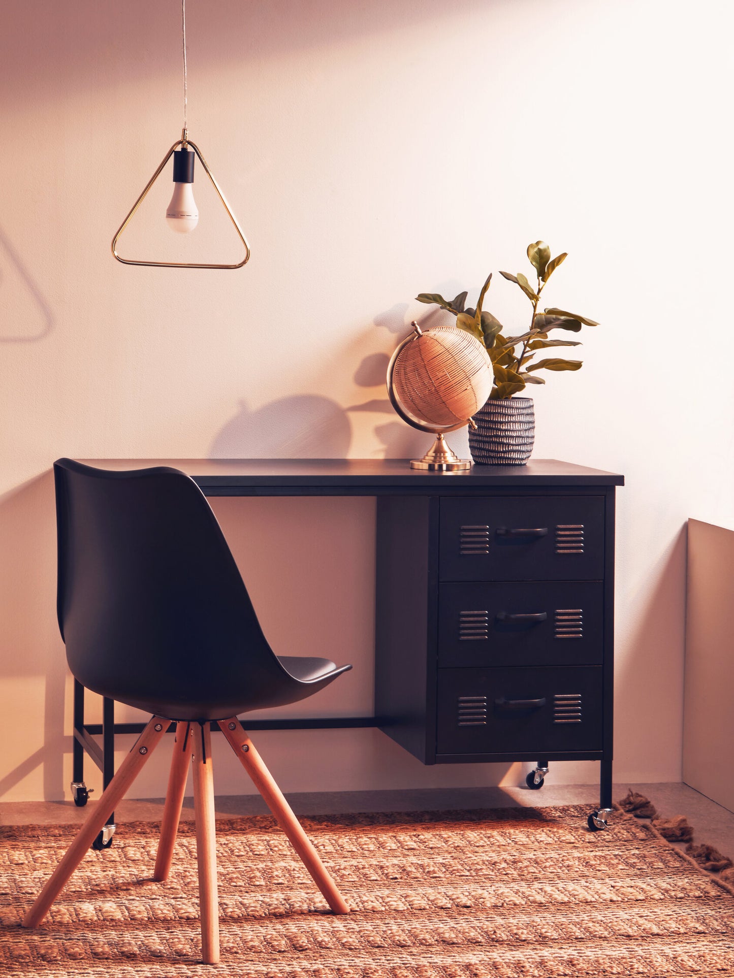 Industrial Gold Triangle Pendant Light