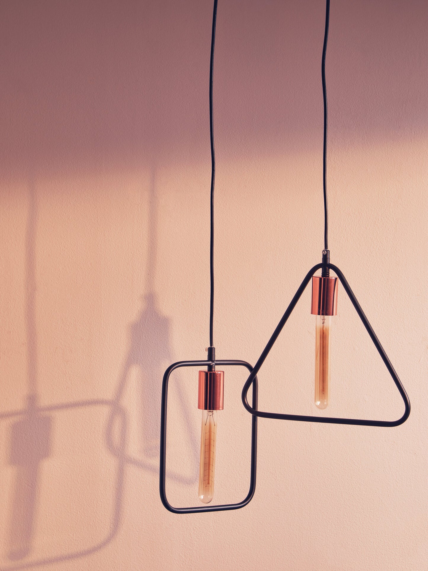 Industrial Black Copper Triangle Pendant Light