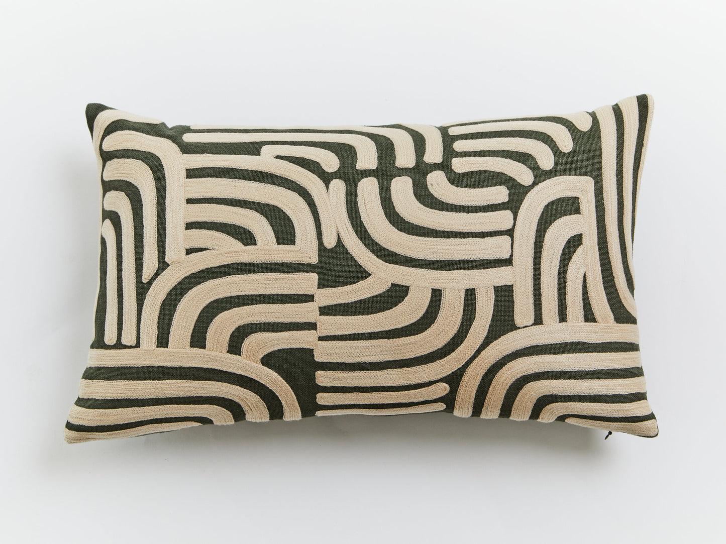 Nomad Ozella Natural and Green Rectangular Cushion