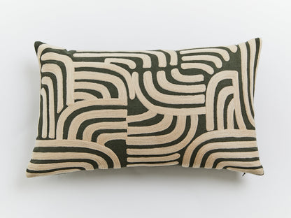 Nomad Ozella Natural and Green Rectangular Cushion