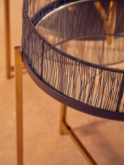Artemis Set Of 2 Black Wire And Gold Frame Side Tables