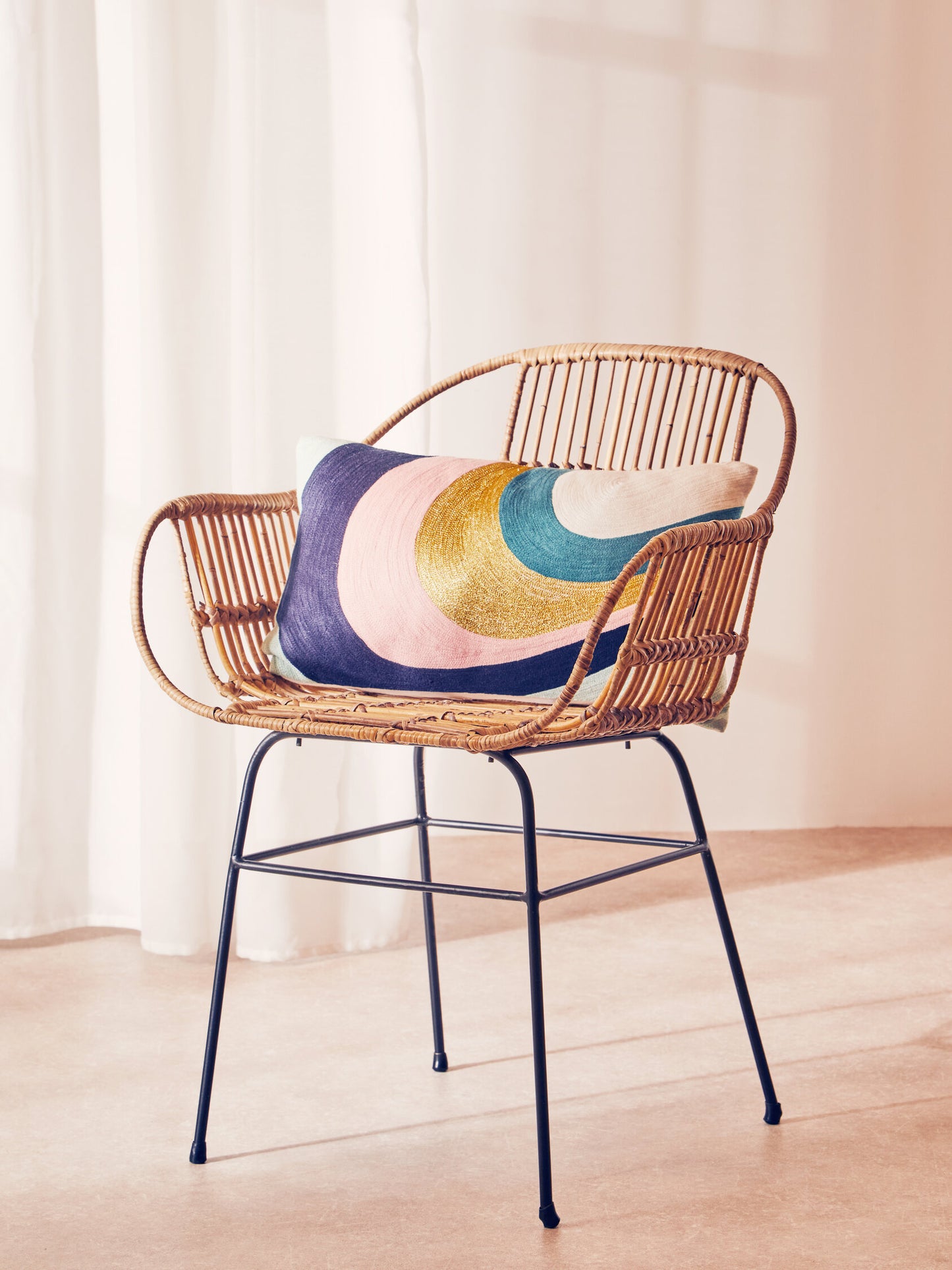 The Edit Curved Stripes Embroidered Cushion