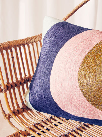 The Edit Curved Stripes Embroidered Cushion