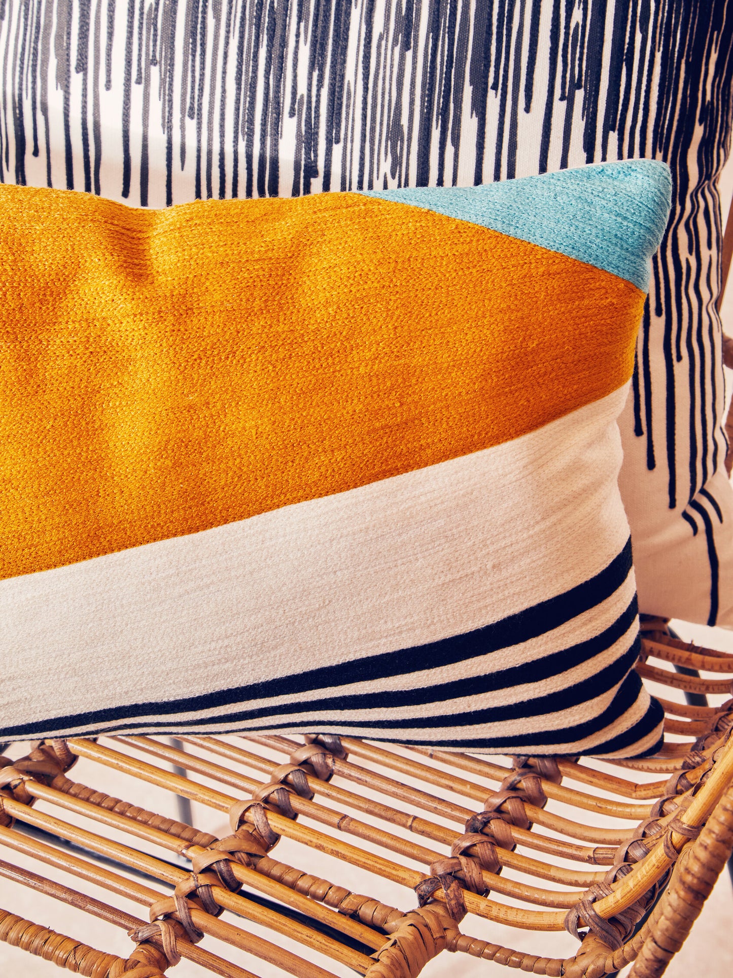 The Edit Black White Embroidered Cushion