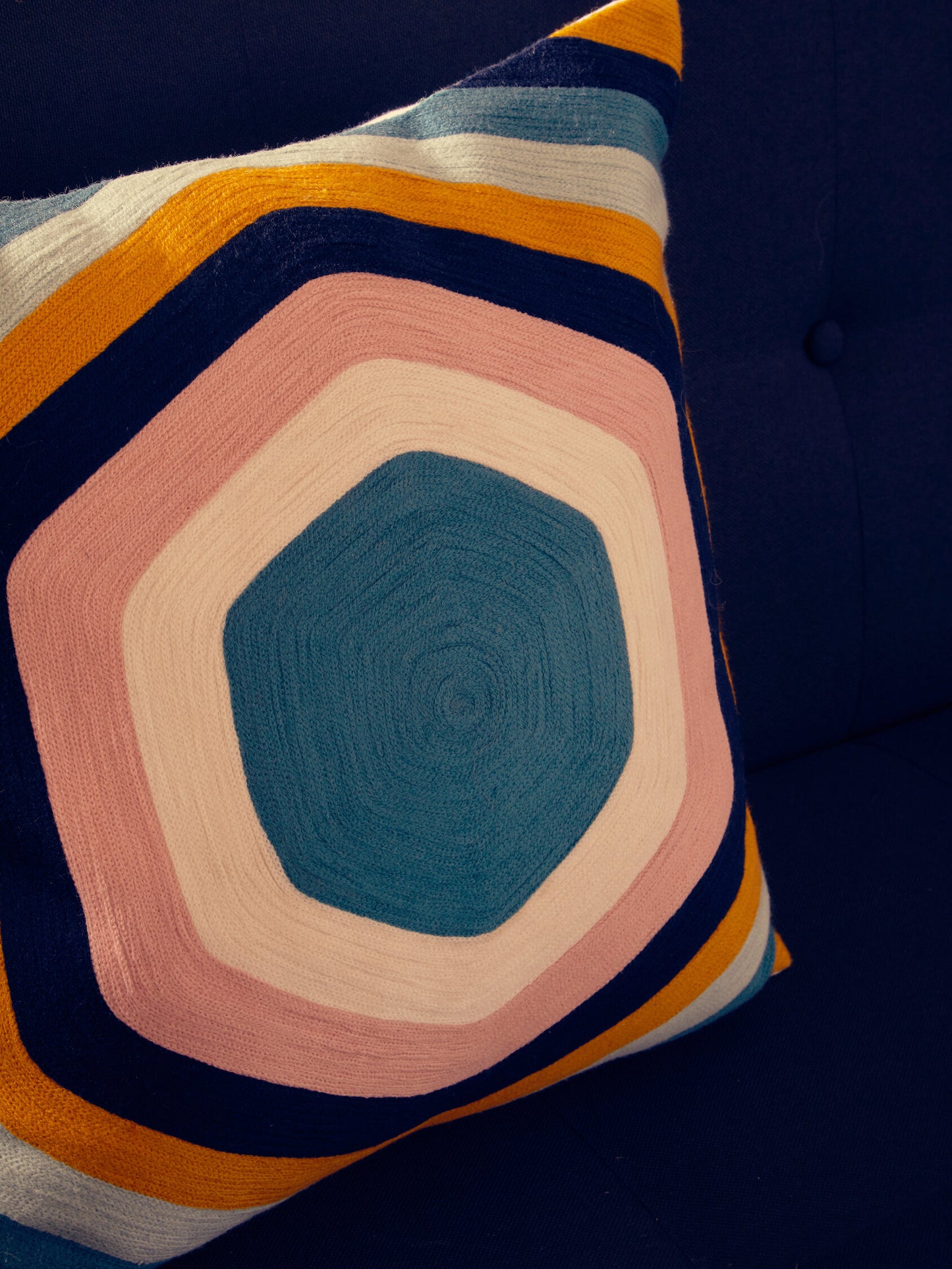 The Edit Hexagonal Retro Embroidered Cushion