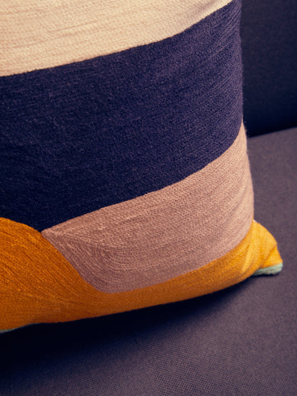 Nomad Ozella Wavy Stripes Embroidered Cushion | Bali & Blue