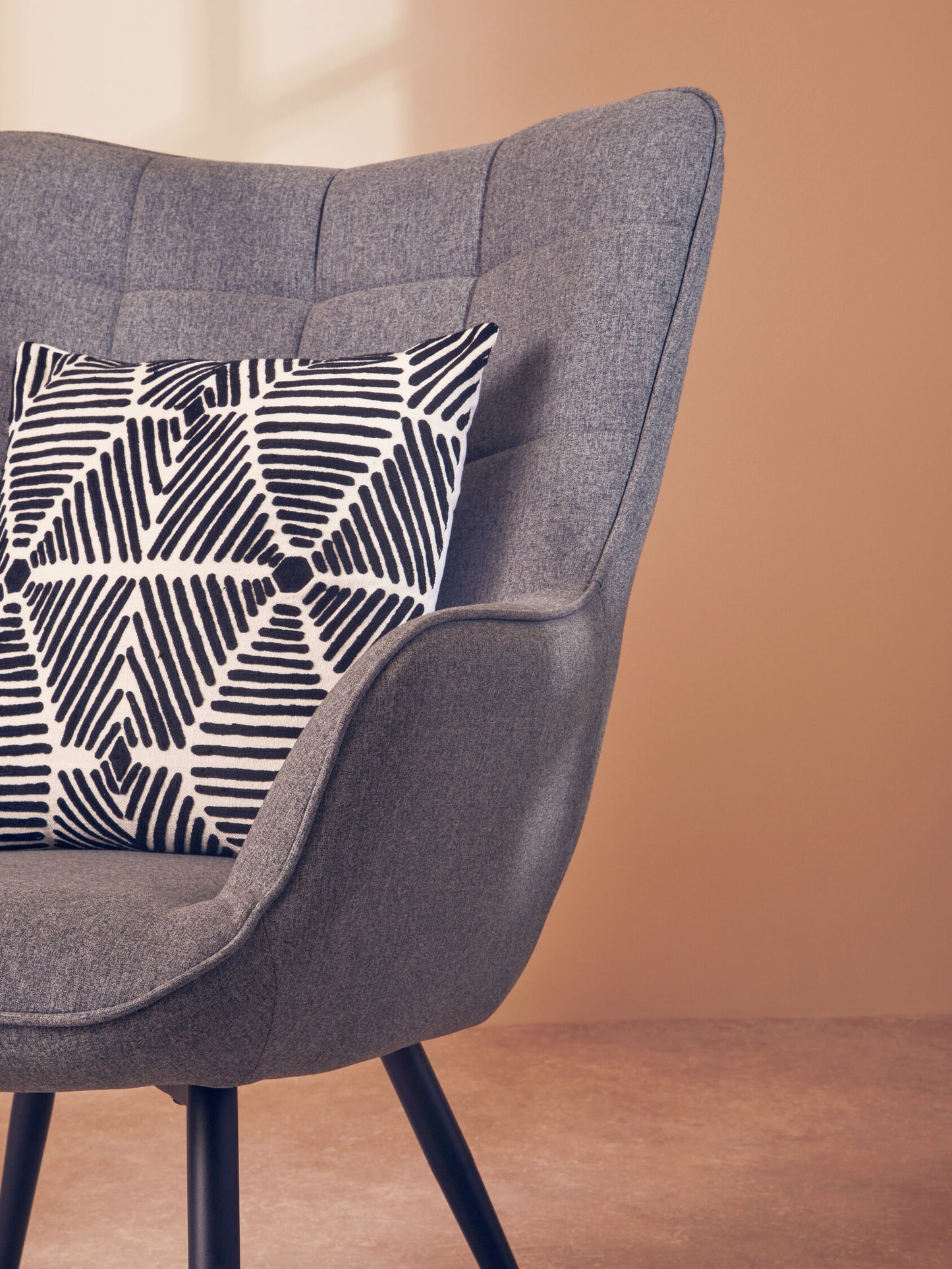 The Edit Black White Square Embroidered Cushion