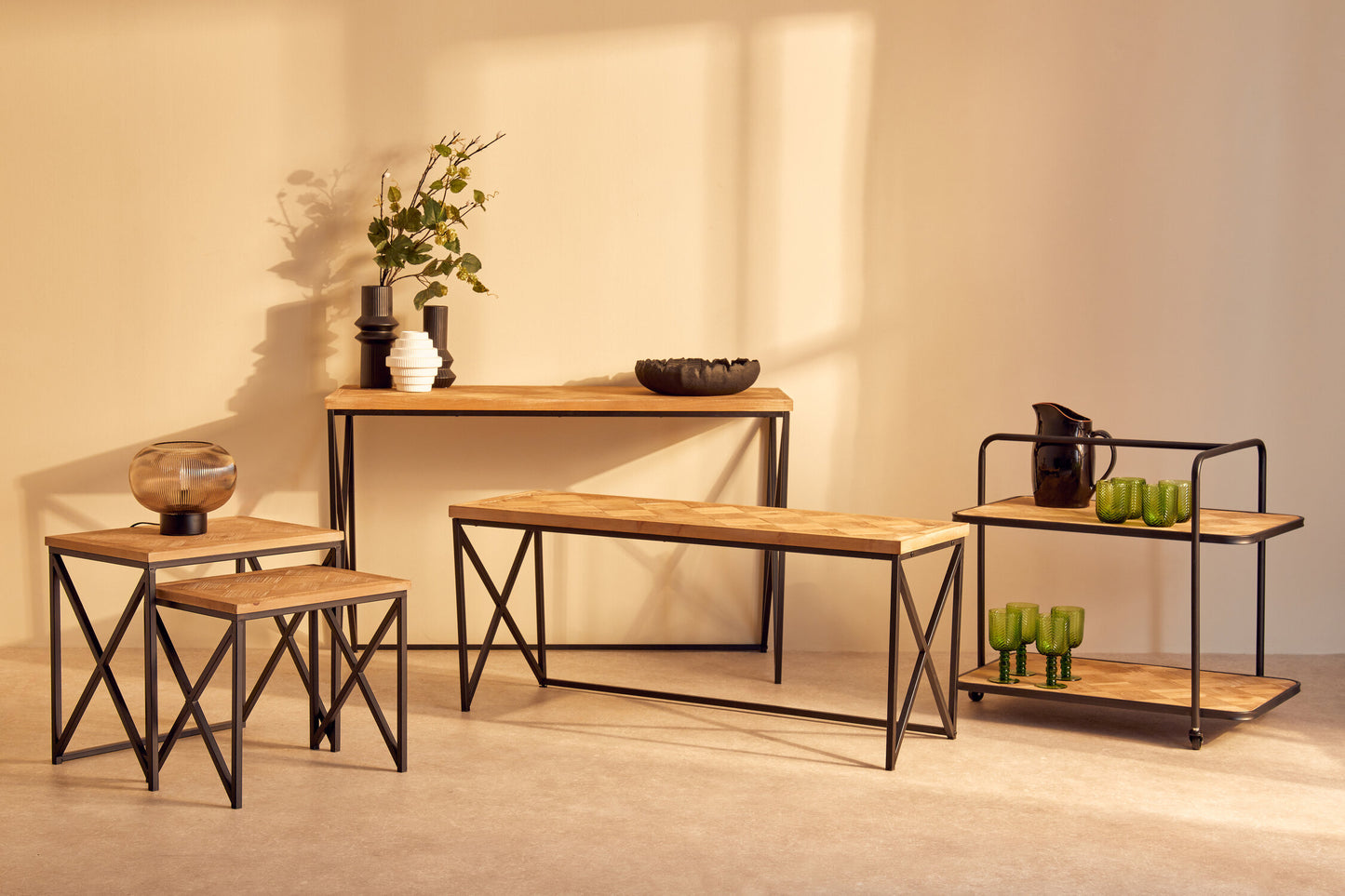 Alexander Parquet Fir Wood Coffee Table