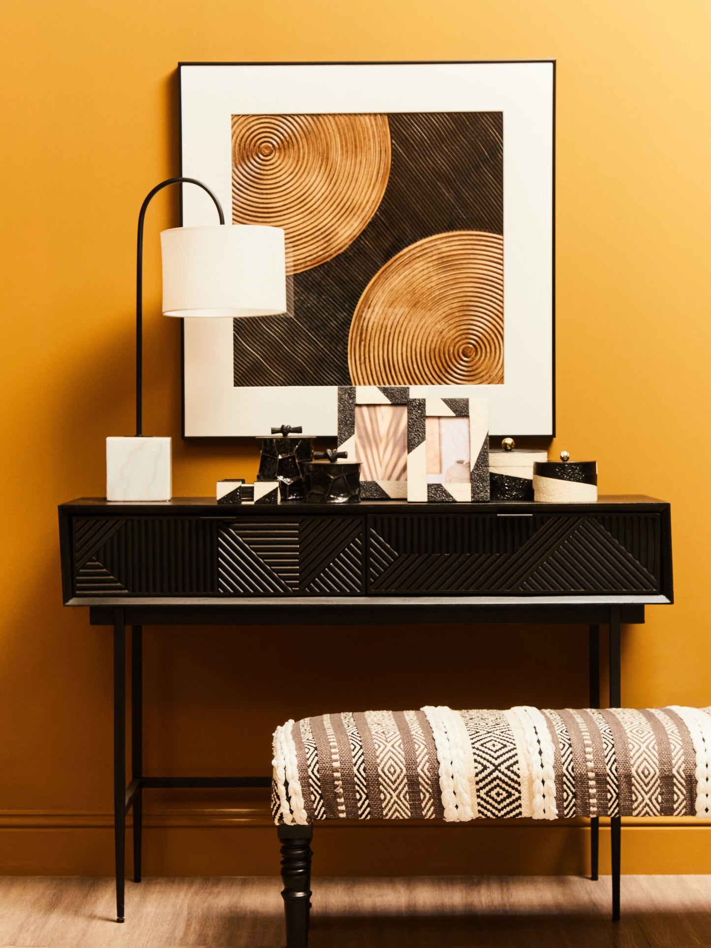 Antonio Black Finish Console Table with 2 Drawers