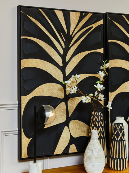 Galleria Canvas Black Leaf Design Wall Art