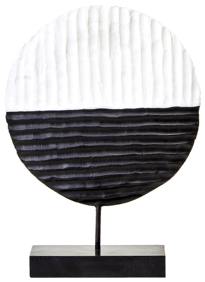 Luxe Decor Black and White Round Mango Wood Sculpture