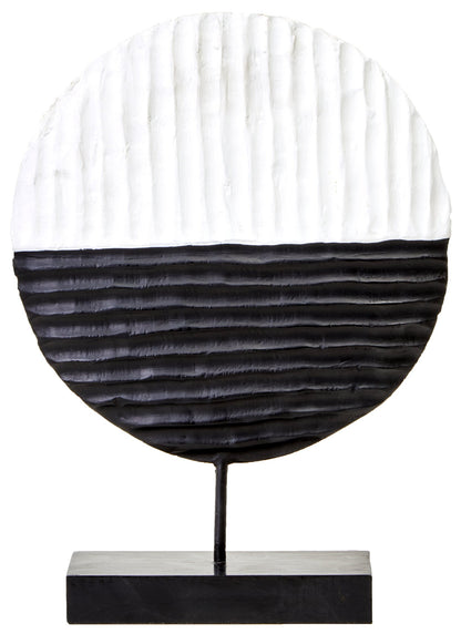 Luxe Decor Black and White Round Mango Wood Sculpture