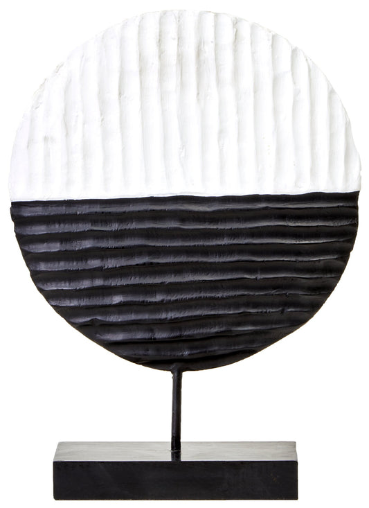 Luxe Decor Black and White Round Mango Wood Sculpture
