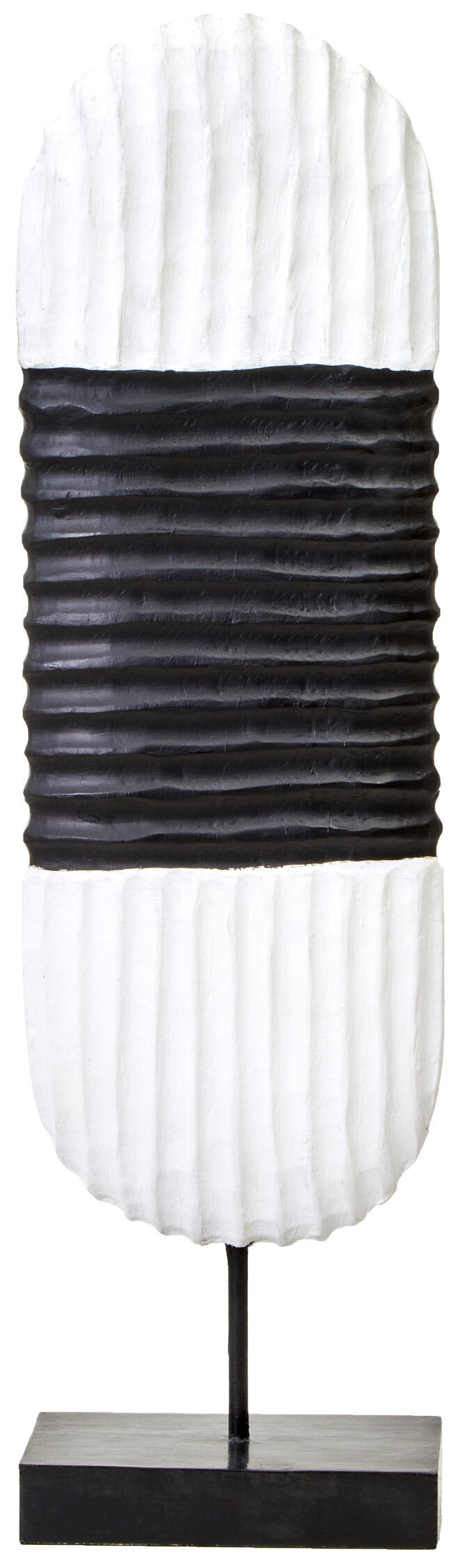 Luxe Decor Black and White Oblong Mango Wood Sculpture
