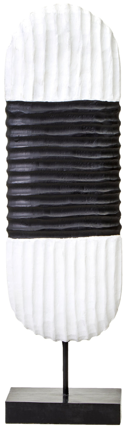 Luxe Decor Black and White Oblong Mango Wood Sculpture