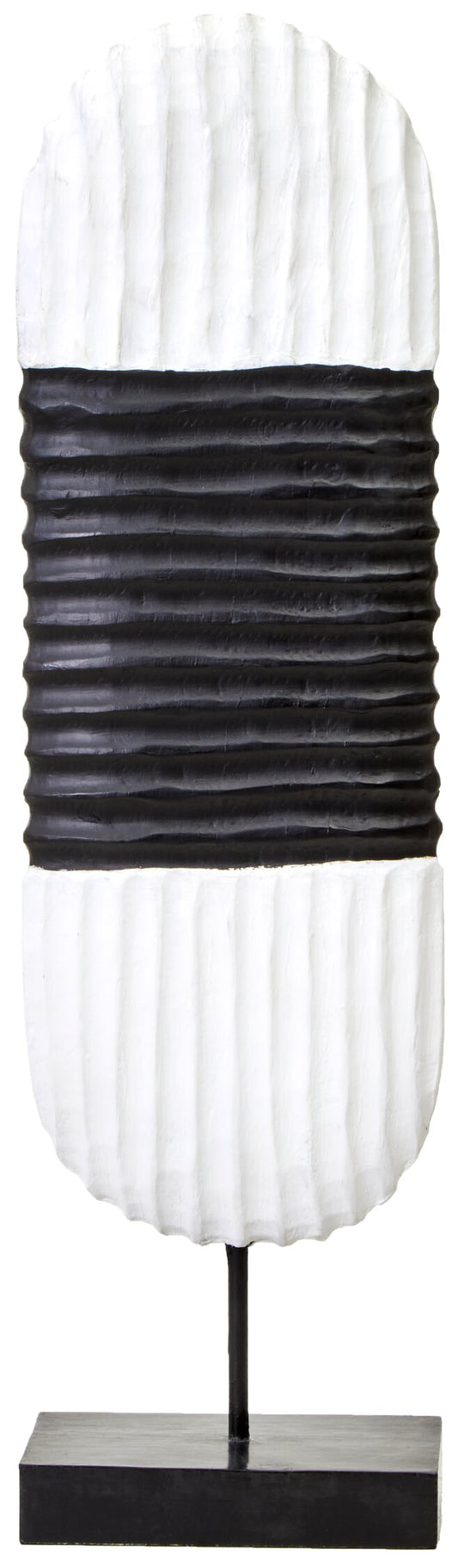 Luxe Decor Black and White Oblong Mango Wood Sculpture