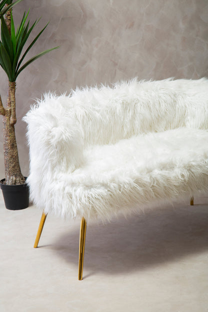 Heidi Fur Effect 2 Seater Sofa with Gold Legs