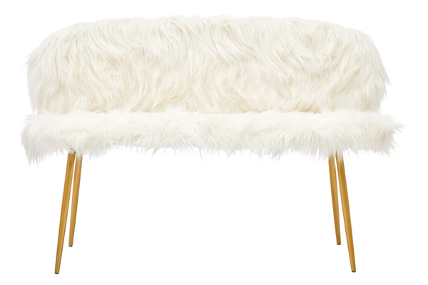 Angelina White Faux Fur Luxe Two Seater Sofa | Bali & Blue