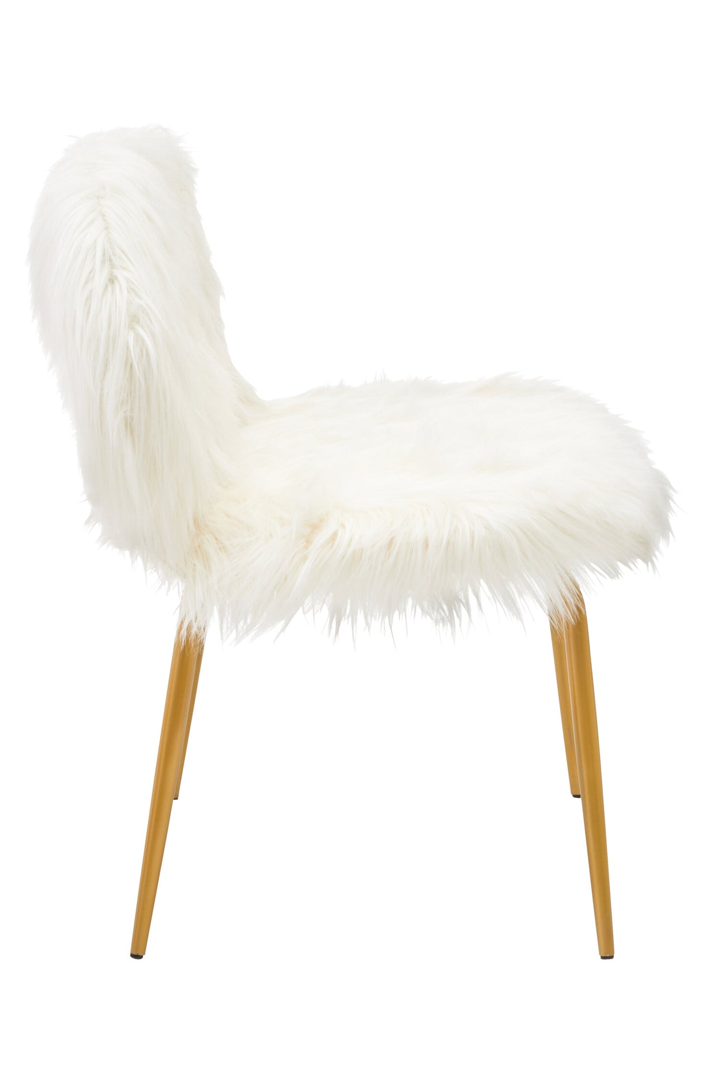 Angelina White Faux Fur 2 Seat Sofa With Gold Finish Legs