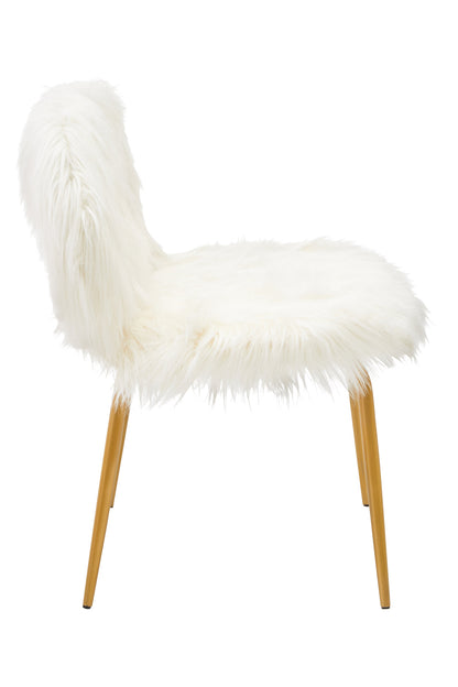Angelina White Faux Fur 2 Seat Sofa With Gold Finish Legs