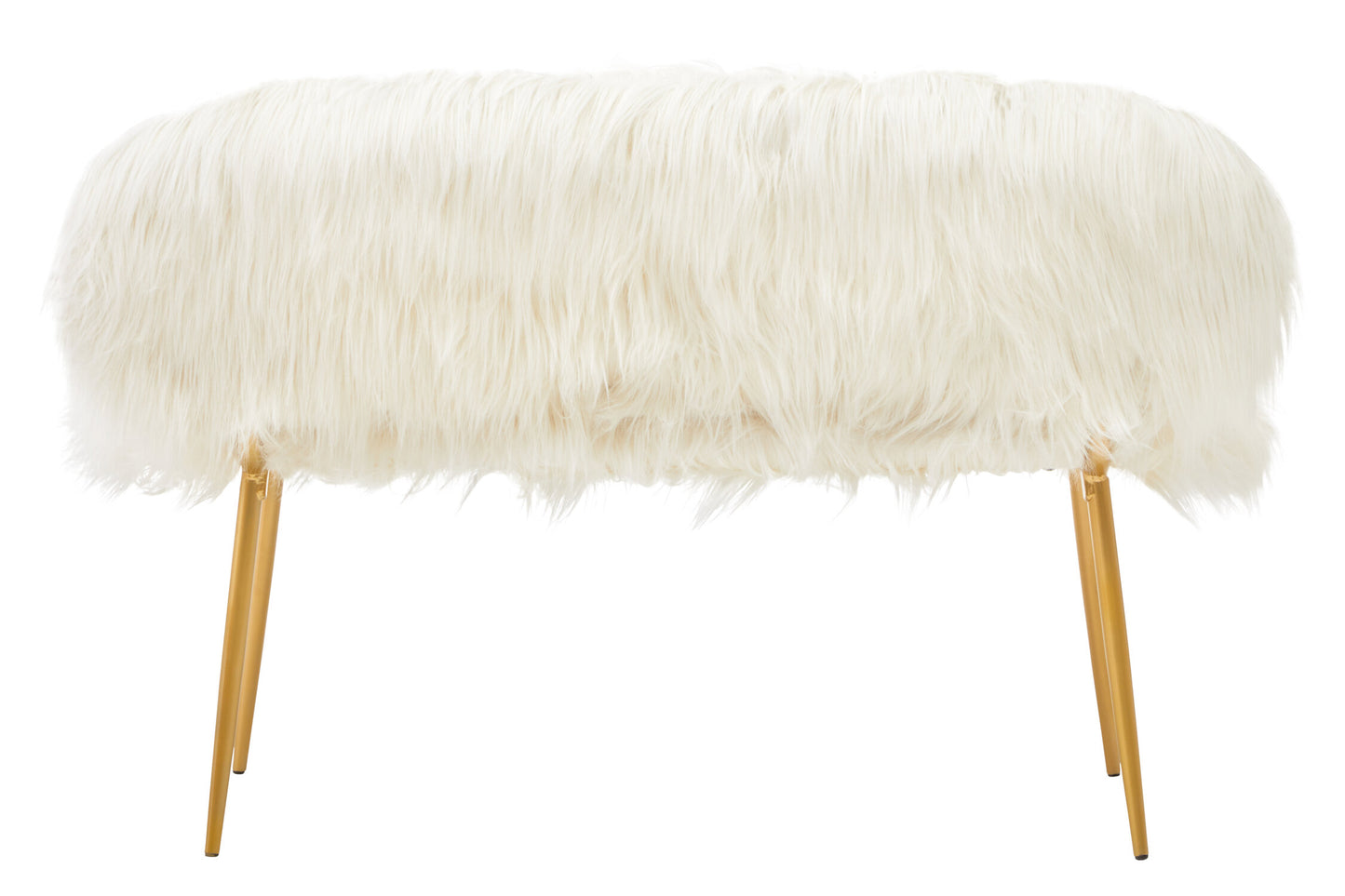 Angelina White Faux Fur 2 Seat Sofa With Gold Finish Legs