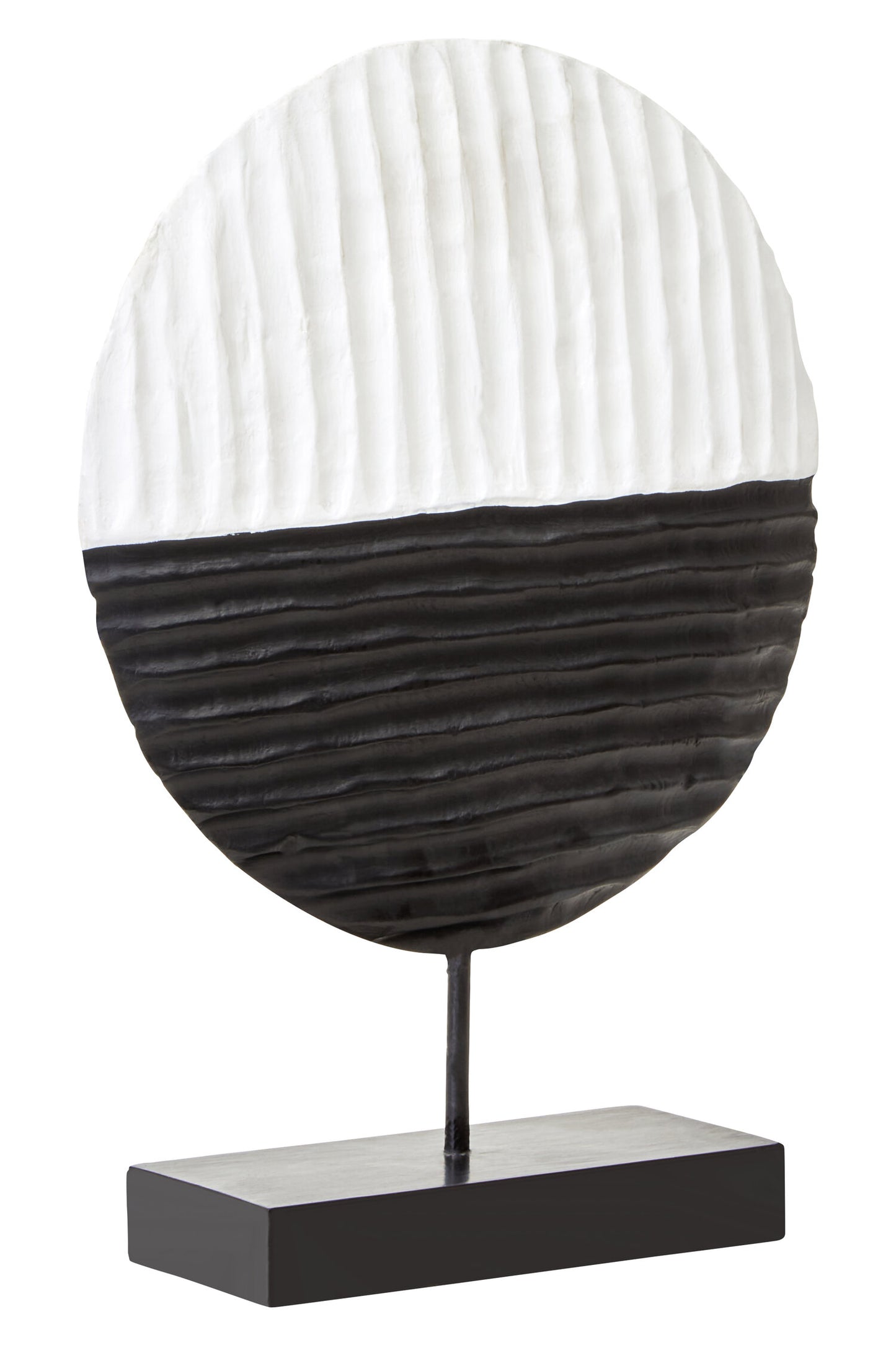 Luxe Decor Black and White Round Mango Wood Sculpture