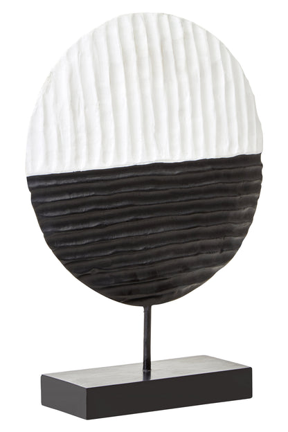 Luxe Decor Black and White Round Mango Wood Sculpture