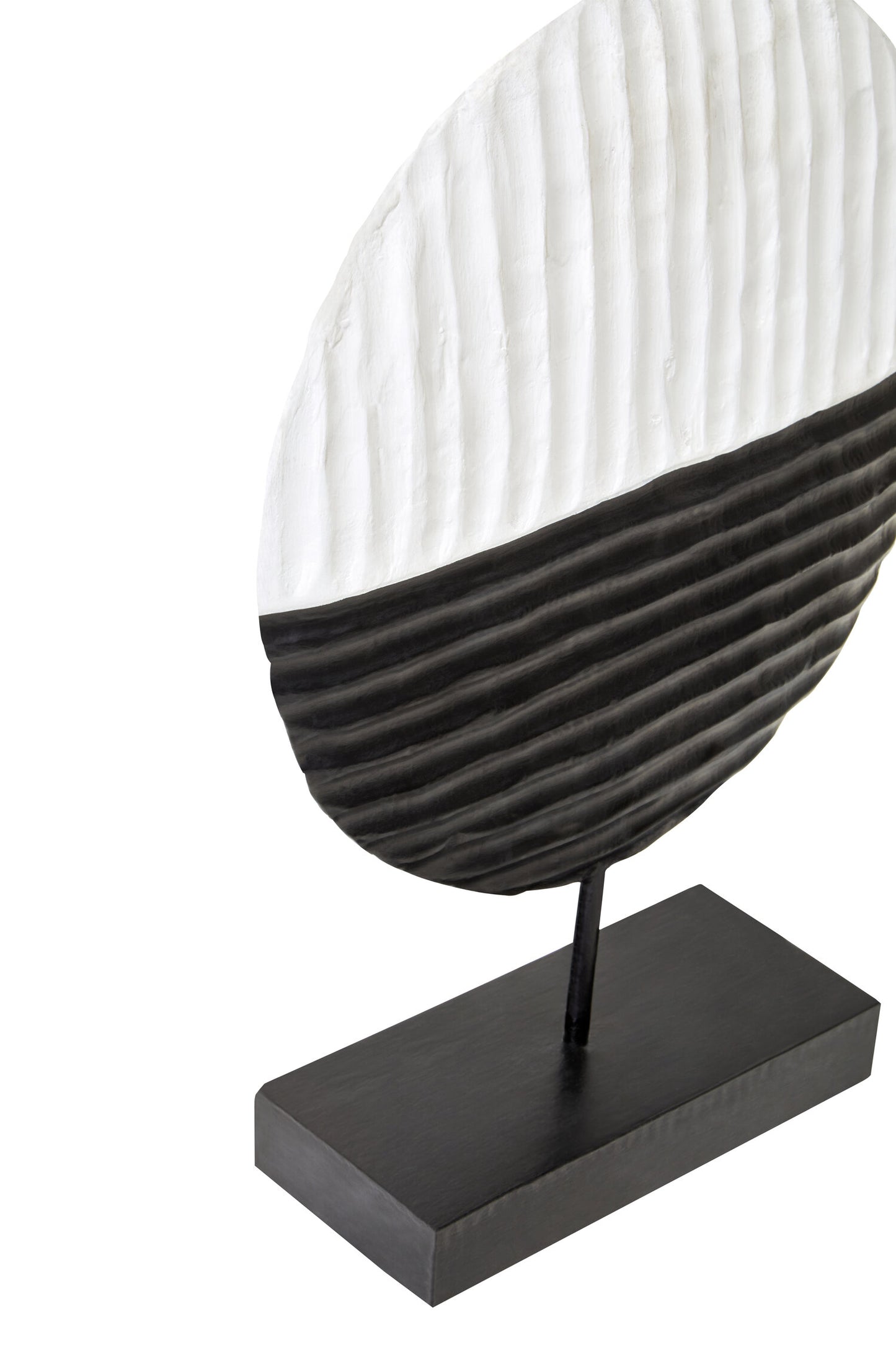 Luxe Decor Black and White Round Mango Wood Sculpture