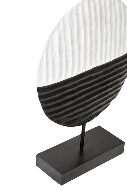 Luxe Decor Black and White Round Mango Wood Sculpture