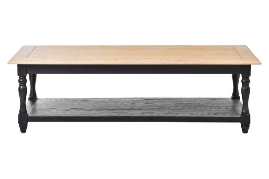 Davenport Grey Wash and Antique Black Rectangular Coffee Table | Bali & Blue