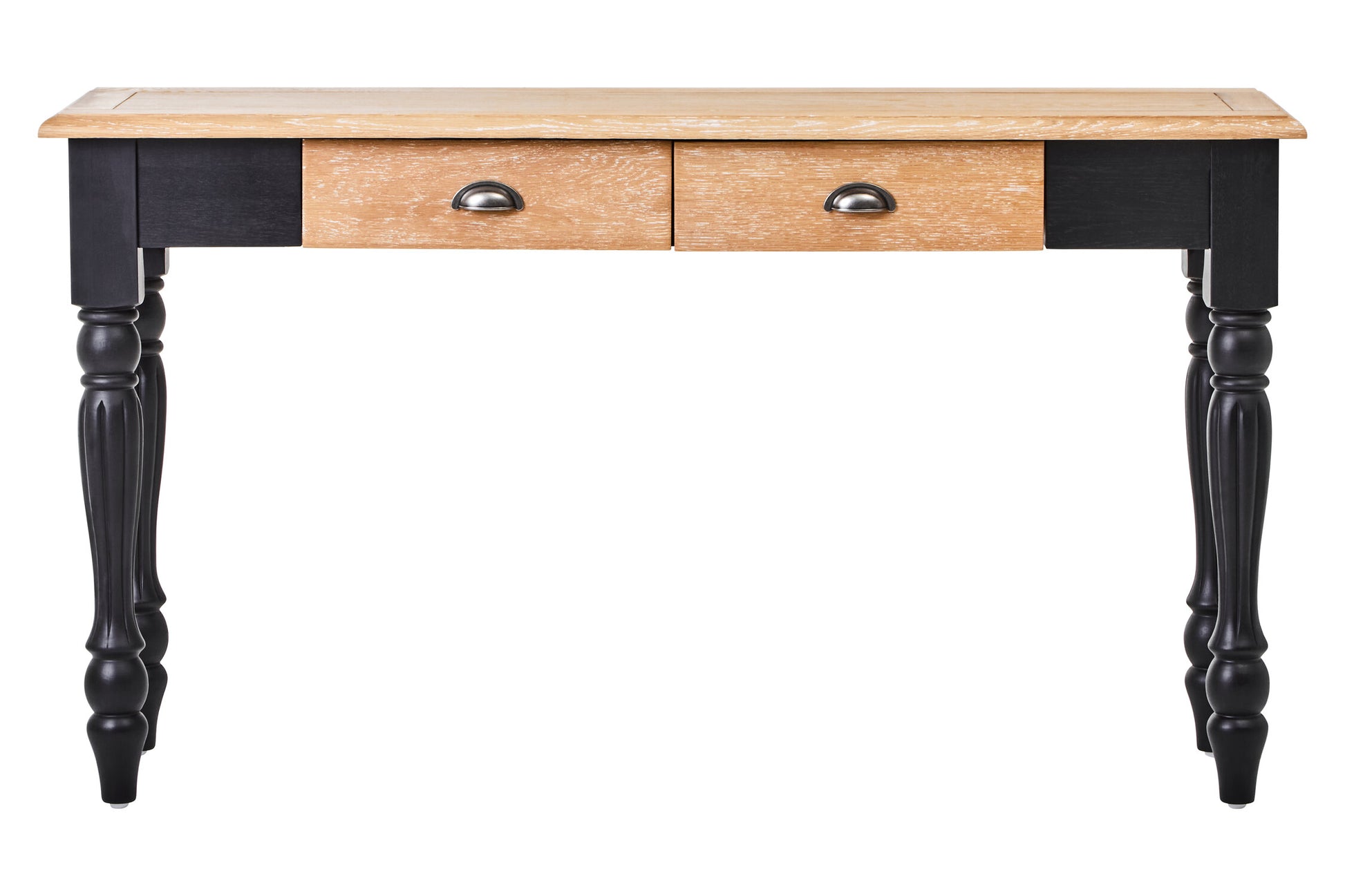 Davenport Grey Wash and Antique Black Console Table | Bali & Blue