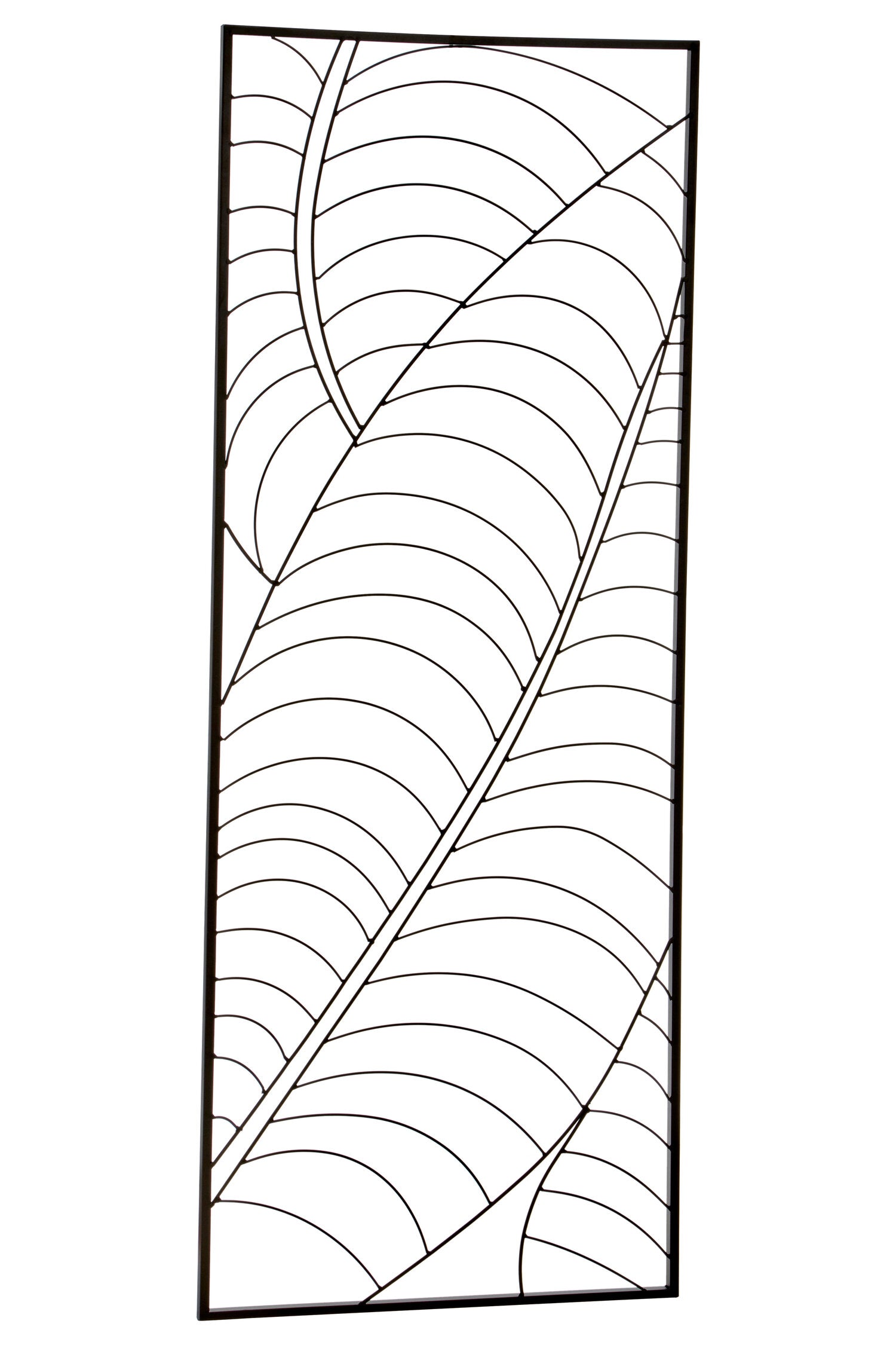 Aramis Small Black Metal Frame Leaf Design Wall Art | Bali & Blue