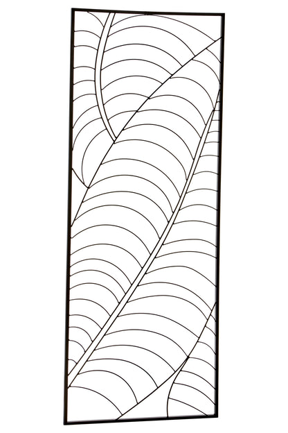 Aramis Small Black Metal Frame Leaf Design Wall Art | Bali & Blue