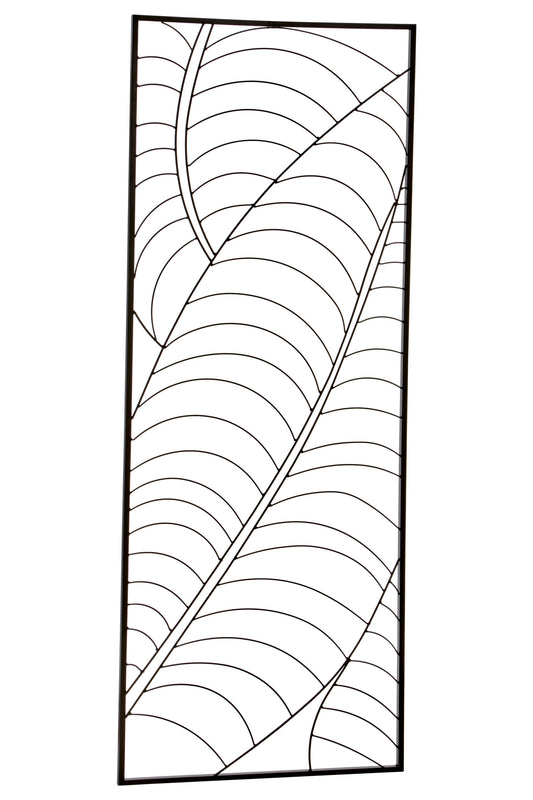 Aramis Small Black Metal Frame Leaf Design Wall Art | Bali & Blue