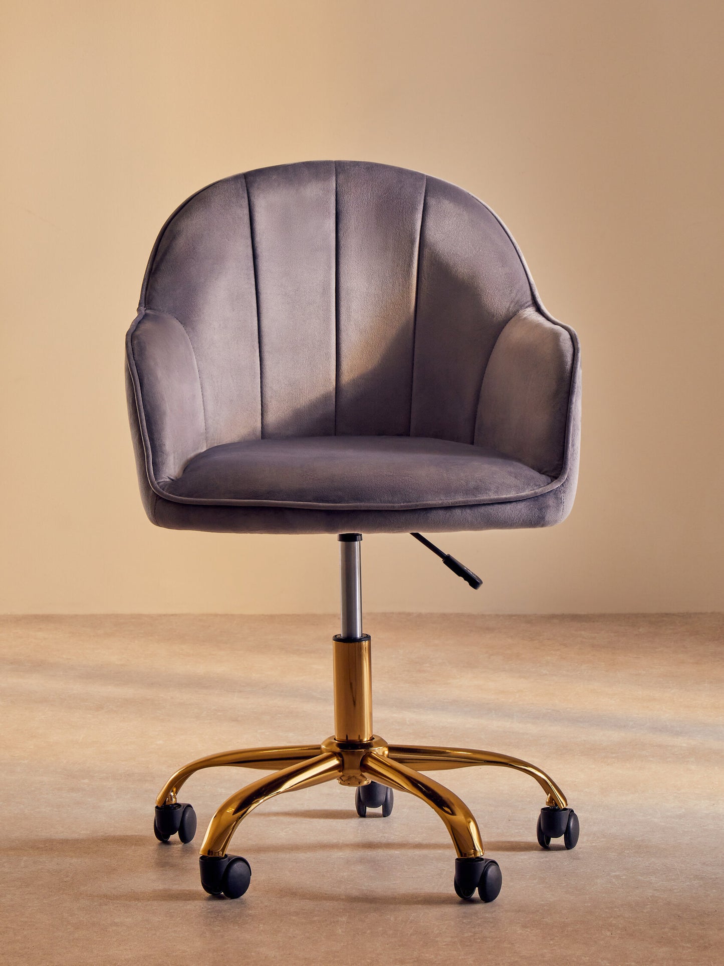 Amara Grey Velvet And Gold Base Home Office Chair