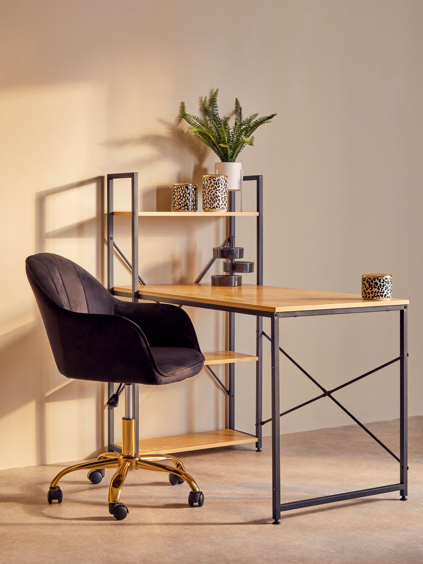 Amara Black Velvet And Gold Base Home Office Chair