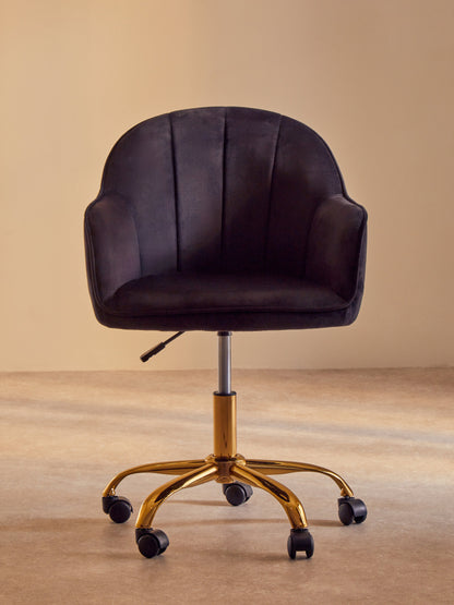 Amara Black Velvet And Gold Base Home Office Chair