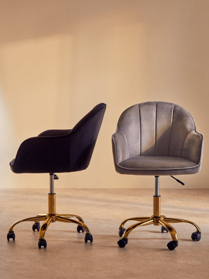Amara Black Velvet And Gold Base Home Office Chair