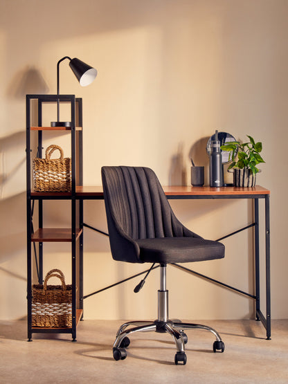 Jaxon Black Ribbed Modern Chrome Office Chair