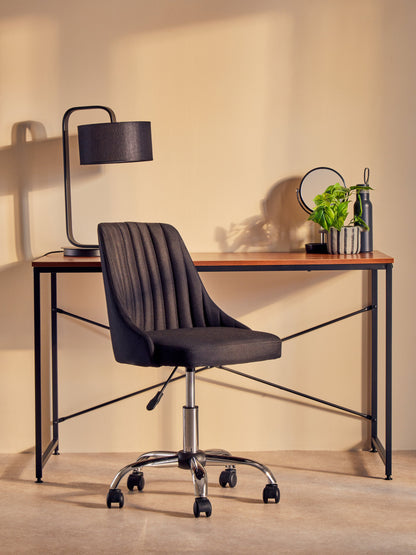 Jaxon Black Ribbed Modern Chrome Office Chair