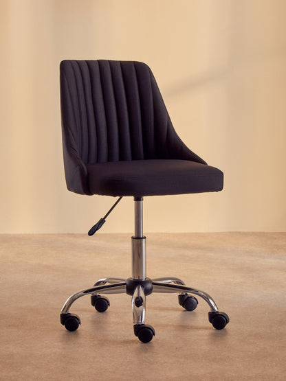Jaxon Black Ribbed Modern Chrome Office Chair