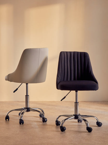 Jaxon Black Ribbed Modern Chrome Office Chair